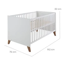 Chambre bébé complete : Lit évolutif 70 x 140 cm + commode a langer + armoire 3 portes - OLE - ROBA - Chene foncé / Blanc(m-2)
