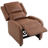 HOMCOM Sillón Relax Reclinable Manual Tapizado en Cuero Sintético Instalación Rápida Reposapiés Acolchado Grueso Marrón(m-15)