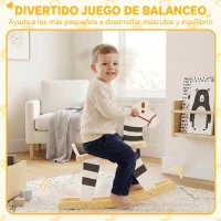 AIYAPLAY Caballito Balancín para Bebés Caballo Balancín con Base de Madera y Respaldo para Niños de 1,5 a 3 Años Negro y Blanco(m-6)