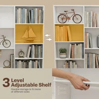 HOMCOM Bookcase with Open Storage, 6-Tier Bookshelf with Anti-Tipping Hardware, White(m-5)