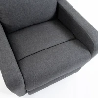 HOMCOM Sillón Relax Reclinable Manual Tapizado en Lino Instalación Rápida Reposapiés Acolchado Grueso y Patas de Madera Gris(m-10)