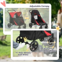 PawHut Foldable Pet Stroller, with Universal Wheels, Shock Absorber, for Medium and Large Dogs - Red(m-6)