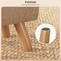 HOMCOM Pouf poggiapiedi in tessuto effetto lino, 27x27x26 cm, marrone(m-6)