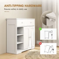 HOMCOM Bathroom Floor Cabinet, Freestanding Bathroom Cabinet with Drawer, Door, Open Shelves, White(m-5)