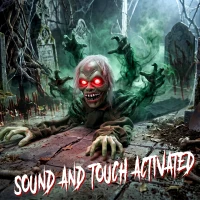 HOMCOM Halloween Decoration Halloween Animatronic Crawling Zombie with Light-Up Eyes and Creepy Sound(m-5)