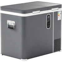 Outsunny 55L Compressor Car Fridge Freezer, Dual Zone Camping Refrigerator with App Control, Grey(m-15)