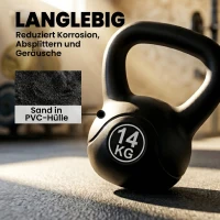 HOMCOM Kettlebell kogelgewicht 14 kg, met zand gevuld voor beginners, zwart(m-5)