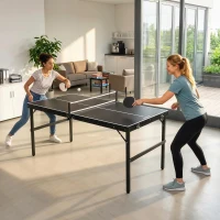 SPORTNOW Masă Pliabilă de Ping Pong cu Fileu și Mâner(m-7)