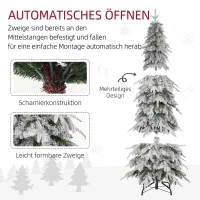 HOMCOM Choinka sztuczna 180 cm wyglądająca jak żywa, z 600 gęstymi gałęziami, sztuczny śnieg, samorozkładana(m-6)