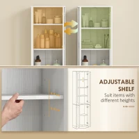 HOMCOM Tall Bathroom Storage Cabinet, 6-Tier Slim Bathroom Cabinet with Adjustable Shelf, 4 Soft-Close Doors, White(m-5)