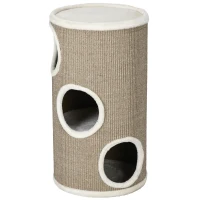 PawHut Tonneau à Gratter pour Chat, Tour à Griffer en Sisal à 3 Niveaux Recouvert de Peluche, Ø 38 x 70 cm, Marron(m-12)