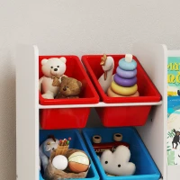AIYAPLAY Toy Storage Unit, 3-Tier Toy Organiser Shelf with 6 Removable Storage Bins for Bedroom, Nursery, Multicoloured(m-9)