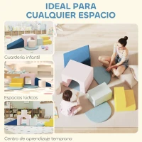 AIYAPLAY Juego de 8 Bloques de Espuma para Niños con Fundas de Terciopelo Lavables para Escalar y Gatear Multicolor(m-8)