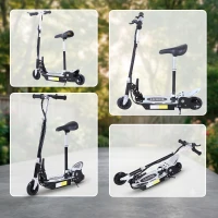 HOMCOM Foldable Powered Scooter with Adjustable Handle, Brake, Black(m-9)