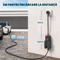 HOMCOM Încărcător pentru Mașini Electrice de 3,5 KW, cu Temporizator, Negru(m-3)