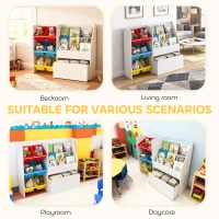 AIYAPLAY Toy Storage Unit, 3-Tier Toy Organiser Shelf with 6 Removable Storage Bins for Bedroom, Nursery, Multicoloured(m-6)