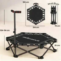 SPORTNOW Fitness-Trampolin mit verstellbarem T-Griff, faltbar, Tragetasche, 180 kg Belastbarkeit, Stahl, Kunststoff, Schwarz(m-3)
