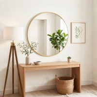 HOMCOM Wandspiegel, modernes Design, 61 x 61 cm, Gold(m-9)