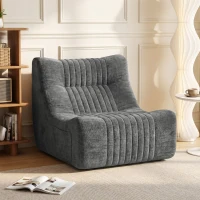 HOMCOM Canapé Paresseux Chaise de Sol à Silhouette Papillon avec Poches Latérales, sans Assemblage, 80x90x76cm, Gris Châtaigne(m-16)