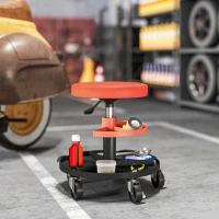 HOMCOM Rolling Mechanic Stool, 135kg Capacity Workshop Stool, 360° Swivel Roller Padded Creeper Seat with Wheels, Tool Trays Storage for Garage, Shop, Auto Repair, Yellow(m-10)