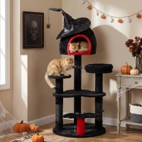 PawHut Gothic Cat Tree, 155cm Cat Tower for Indoor Kittens, Multi-Level Stable Kitten Activity Centre, Black, Halloween(m-9)