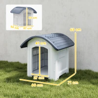 PawHut Niche pour Chien Extérieur, Maison pour Chien en Plastique avec Sol Surélevé et Amovible, Toit Imperméable, Gris(m-3)