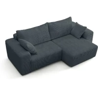 Canapé d'angle convertible réversible - 5 places - BOMBEY - Velours côtelé Gris anthracite - 264 x 162 x 85 cm(m-6)