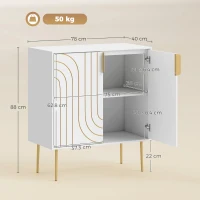 HOMCOM Modern Kitchen Cupboard, Storage Cabinet with 2 Doors, Adjustable Shelf and Metal Legs, White(m-3)