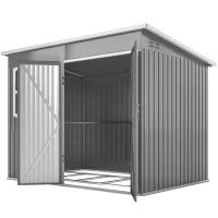 Outsunny 8.5 x 6ft Storage Shed Galvanised Steel Garden Shed, Metal Shed with Foundation Kit, Window, Lockable Wide Doors and Air Vents for Outdoor Patio, Light Grey(m-12)