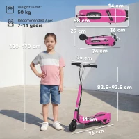 HOMCOM Foldable Electric Kids Scooter, Ride-on for Ages 7-14 Years, Pink(m-3)