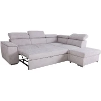 Canapé d'angle convertible réversible - 5 places - DAYTONA - Tissu texturé Beige - Coffre - 260 x 216 x 94 cm(m-3)