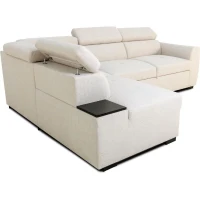 Canapé d'angle convertible réversible - 4/5 places - KELIO - Tissu Beige - 3 tétieres - 245 x 184 x 77/87 cm(m-4)