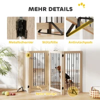 PawHut Freistehendes Haustiertor, Hundegitter mit Tür, 4 Paneele, für Flur, Treppe, Türrahmen, MDF, Stahl(m-8)