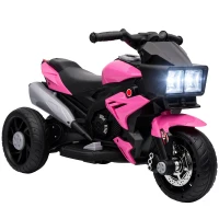 AIYAPLAY Kids Electric Motorcycle Ride-On Toy, 3-Wheel Battery-Operated Motorbike with Horn, Toddler Ride On Bike, Pink(m-13)