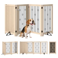PawHut Vrijstaand huisdierpoortje, hondenhek met deur, 4 panelen, voor hal, trap, deurkozijn, MDF, staal(m-11)