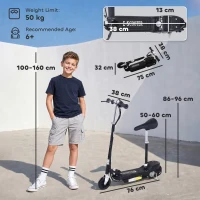 HOMCOM Powered Powered Scooter Ride-On, with Brakes, Adjustable Seat, Adjustable Handlebars, Black(m-3)