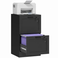 HOMCOM 2-Drawer Filing Cabinet with Lock - Black(m-13)