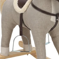 AIYAPLAY Cheval à bascule pour enfants, jouet à bascule bébé en tissu effet lin avec effets sonores et poignées de sécurité, gris(m-12)