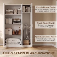 HOMCOM Armadio Guardaroba con Ripiani Regolabili e Ante Soft Close, 109x37x180 cm, Bianco(m-4)