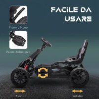HOMCOM Go Kart a Pedali per Bambini 3-8 Anni con Sedile Regolabile e Ruote in EVA, 100x58x58.5 cm, Nero(m-4)