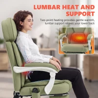 HOMCOM High Back Vibration Massage Office Chair Heated Reclining Computer Chair w/ Adjustable Height, Swivel Wheels, Lime Green(m-5)
