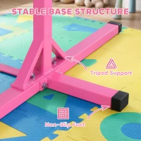HOMCOM Height Adjustable Gymnastics Horizontal Bar for Kids, Children Junior Kip High Bar Fitness, Pink(m-5)