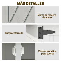 Outsunny Caseta de Jardín de Madera 75x40x90 cm Armario para Almacenaje de Herramientas con 4 Estantes 2 Puertas Gris(m-7)