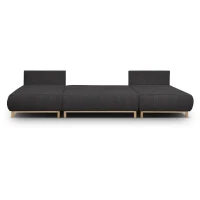 Canapé convertible avec coffre - 6 places - Velours côtelé - Gris anthracite - Style Scandinave - L 313 x H 84 x P 145 cm - MIKA(m-6)