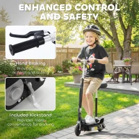 HOMCOM Powered Powered Scooter Ride-On, with Brakes, Adjustable Seat, Adjustable Handlebars, Black(m-14)