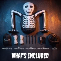 Outsunny Inflatable Ground Crawling Skeleton, Scary Halloween Decoration with Built-in LED Lights for Indoor Outdoor Decor(m-7)
