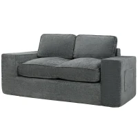 HOMCOM Canapé 2 Places en Chenille, Canapé de Salon 156 cm, Assise et Accoudoirs Larges Rembourrées, 2 Oreillers, Gris(m-19)