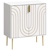 HOMCOM Modern Kitchen Cupboard, Storage Cabinet with 2 Doors, Adjustable Shelf and Metal Legs, White(m-1)