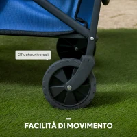 Outsunny Carrello da Giardino 62L Pieghevole con Maniglia Regolabile, in Metallo e Tessuto Oxford, 76x48x86 cm, Blu(m-7)