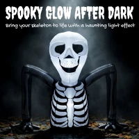 Outsunny Inflatable Ground Crawling Skeleton, Scary Halloween Decoration with Built-in LED Lights for Indoor Outdoor Decor(m-4)